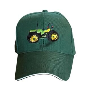 Vintage Tractor Hat Green Embroidered Snapback Cap 100% Cotton K-Products Style